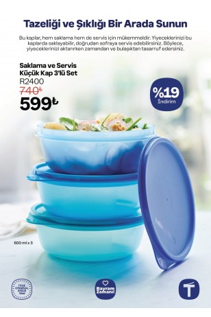 Tupperware Şekerpare 3 x 600 ml Mavi