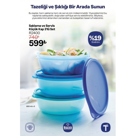 Tupperware Şekerpare 3 x 600 ml Mavi